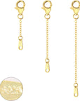 Extenders Chain Necklace 14K Gold Plated Sterling Silver Extension Chains for Jewelry Making(1 2 3 Inch)