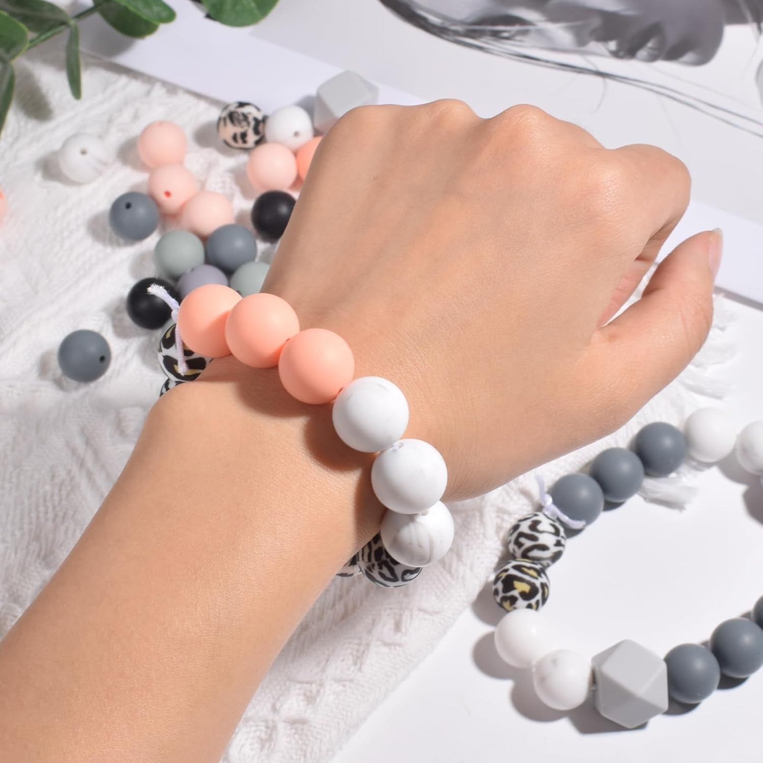 184 Pcs Silicone Beads for Keychain Making Kit, Multiple Styles and Shapes Silicone Beads Bulk Rubber Beads for Keychains Making