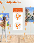 63" Easel Stand for Wedding Signs, Posters, Portable Artist Easel for Painting Canvas, Tripod for Home and Office, Supports 5 Lbs-Yellow 1/Pack