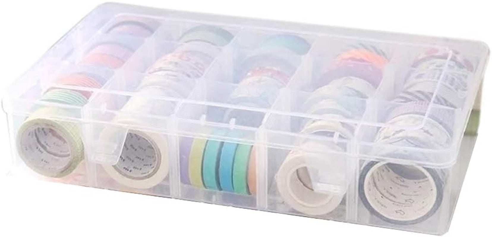 Adjustable 15-Compartment Grid Slot Plastic Storage Box Jewelry Bead Tool for Washi Tape, Art Supplies and Sticker Container Organizer Case
