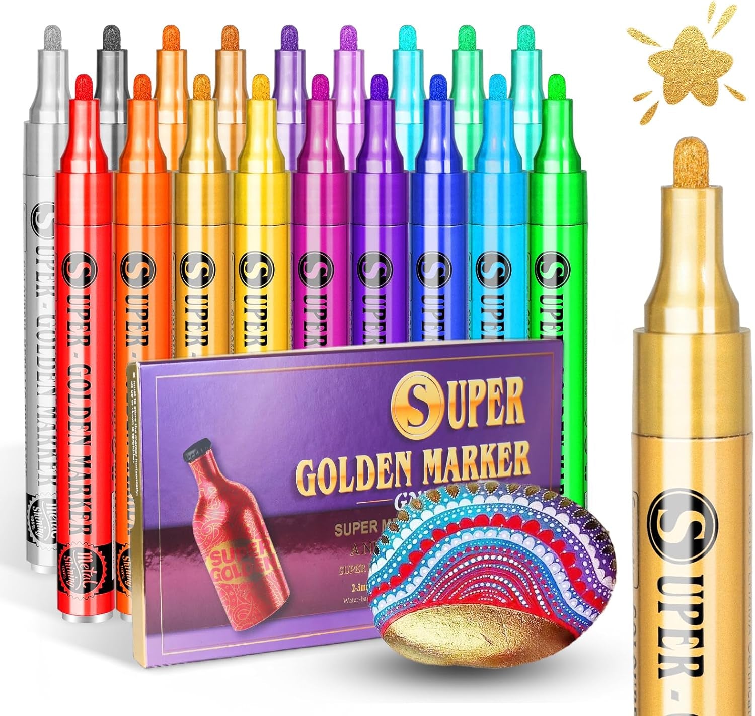 6Pcs Oil-Based Chrome Mirror Markers - Silver &amp; Gold Permanent Metallic Markers for Model Painting, DIY Projects - Waterproof, Reflective Gloss Pens