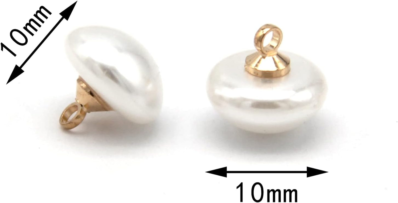 10Mm Mushroom Semicircle White Faux Pearl Buttons for Sewing, Shirts, Skirts, Wedding Dresses, Jewelry Decorations, DIY Crafts (40Pcs 10Mm(0.394Inch))