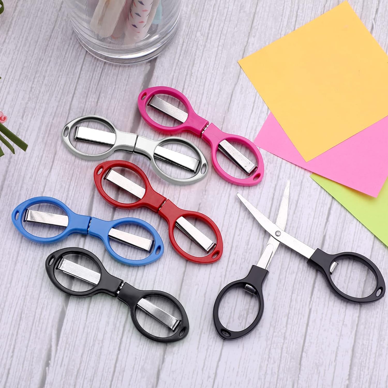 25 Pcs Folding Scissors Small Foldable Scissors Mini Travel Stainless Steel Portable Scissors Bulk Glasses Shaped anti Rust Sewing Cutter Shear for Christmas Nurse Week Gifts School Office Supplies