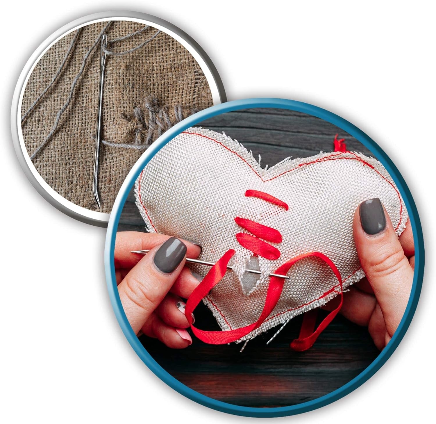 Heavy Duty Hand Sewing Needles Set - 12 Needles for Upholstery, Leather, Carpet Canvas Repair