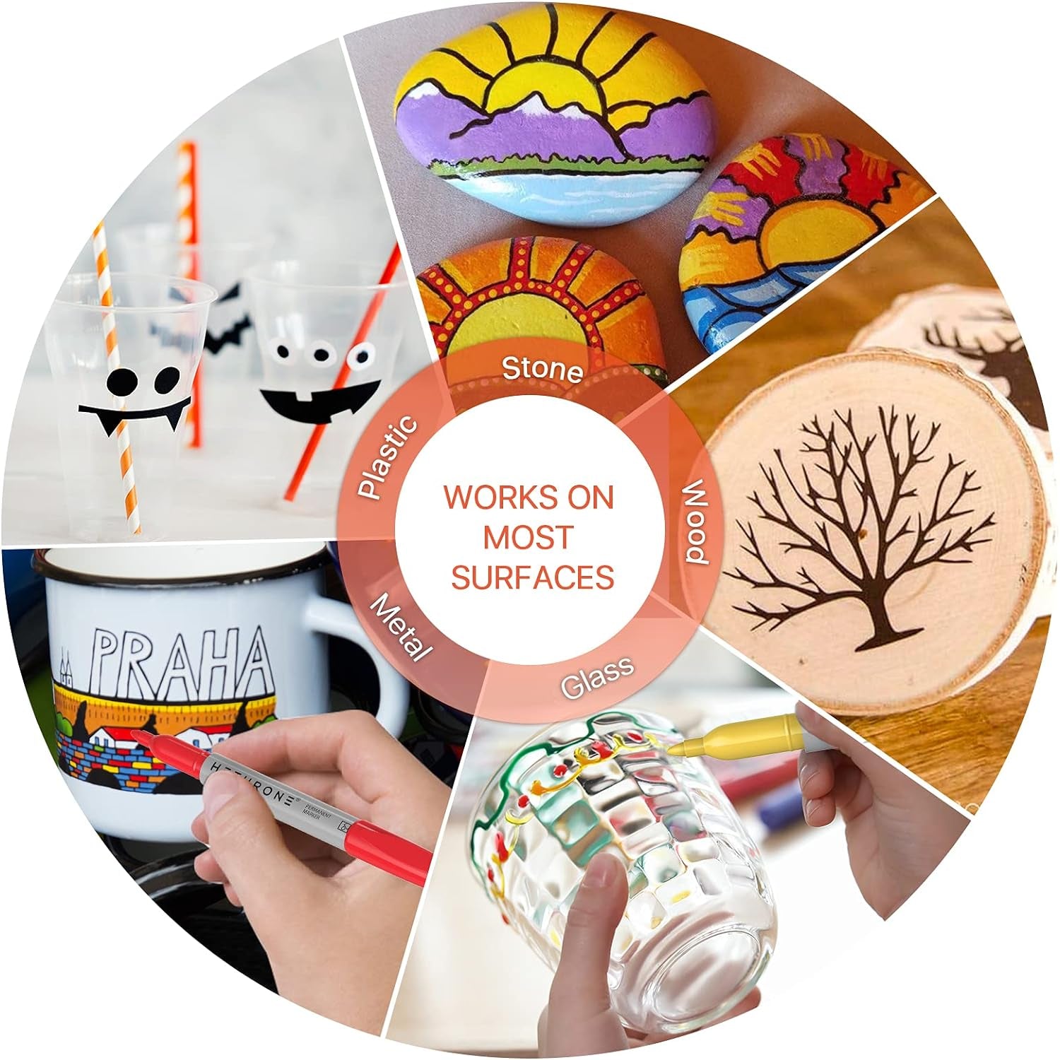 Permanent Markers for Adult Coloring, Marker Pens Work on Plastic, Wood, Stone, Metal and Glass （72 Colors）