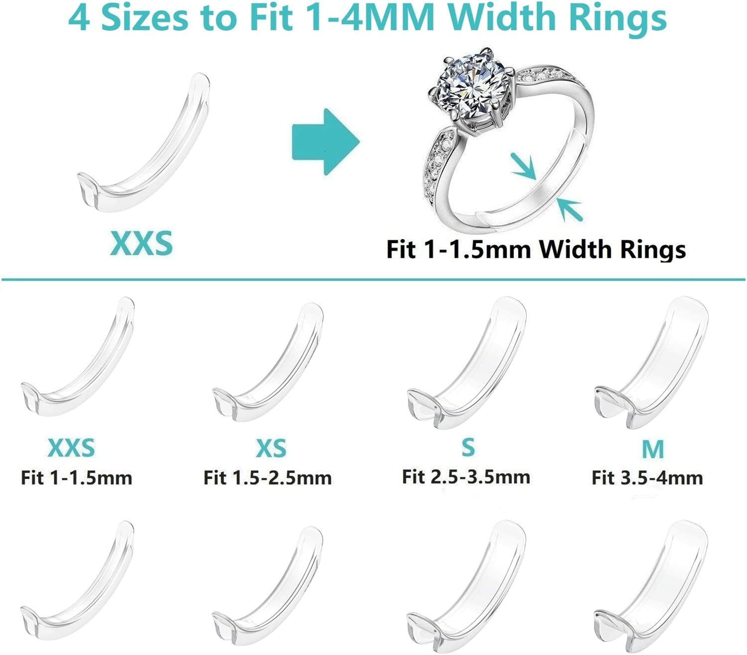 Invisible Ring Size Adjuster for Loose Rings Ring Adjuster Sizer Fit Thin Rings with Jewelry Polishing Cloth