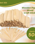 Wooden Poplar Wood Craft Sticks. Jumbo Size, 6 X 3/4, Wood, Natural Poplar Wood, 500Ct. Multipurpose Craft, Popsicles, Waxing, Arts and Crafts.