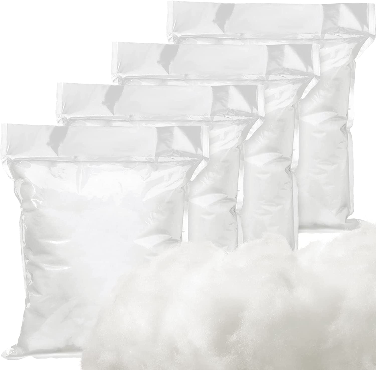 1000G/ 35Oz Polyfill Stuffing Polyester Fiber Filling Stuffings in 4 Pack Pillow Couch Stuffed High Resilience Fiber for Cushion Small Dolls Crafts Comforter DIY Padding Quilts