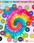 DIY Tie Dye Kit,  26 Colors Fabric Dye Art Set with Rubber Bands, Gloves, Spoon, Funnel, Apron, and Table Covers-Great for Craft Arts Fabric Textile Party Handmade Project.