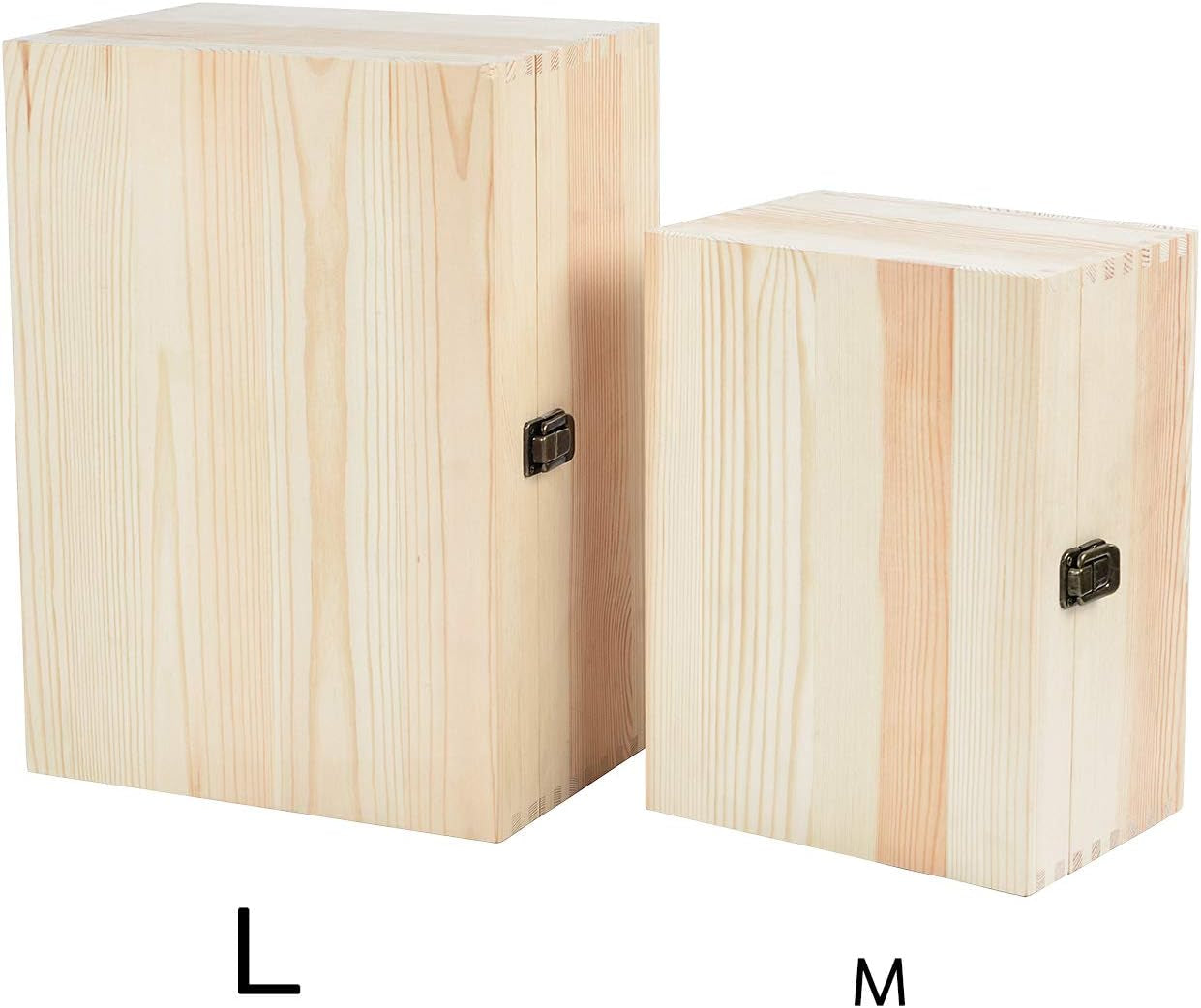 Extra Large Rectangle Unfinished Pine Wood Box Natural DIY Craft with Hinged Lid and Front Clasp for Arts Hobbies and Home Storage-13.8X9.9X6.7 Inches