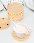 12PACK Unfinished Wood Coasters, 4 Inch round Blank Wooden Craft Coasters Wood Slices for DIY Architectural Models Drawing Painting Wood Engraving(With Non-Slip Dot Stickers)