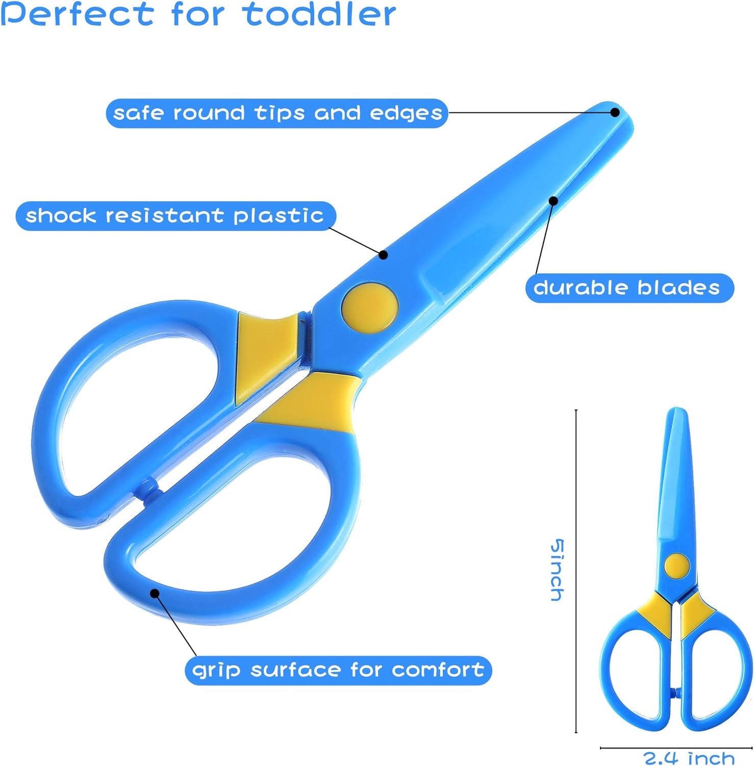 Plastic Safety Scissors, Toddlers Training Scissors, Pre-School Training Scissors and Offices Scissors Kids Paper-Cut (3Pcs &Paper Cutting)