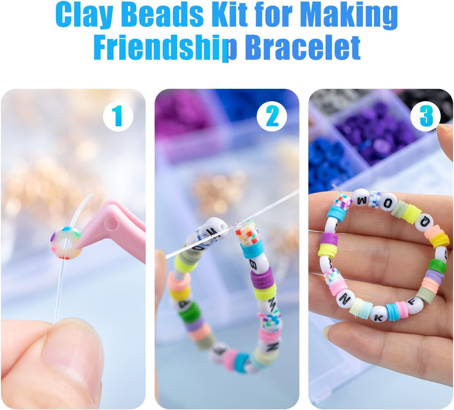 Clay Beads Bracelet Making Kit, 3800Pcs Polymer Flat Beads for Jewelry Making Heishi Beads for Friendship Bracelet Kit with Charm Kit for DIY Crafts Gifts for Girls Age 6-12