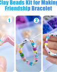 Clay Beads Bracelet Making Kit, 3800Pcs Polymer Flat Beads for Jewelry Making Heishi Beads for Friendship Bracelet Kit with Charm Kit for DIY Crafts Gifts for Girls Age 6-12