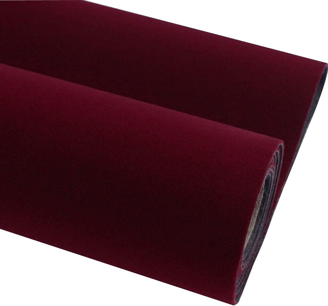 Self Adhesive Velvet Flock Contact Paper Liner for Jewelry Drawer 17.7&quot; X 117&quot; Craft Fabric Peel and Stick, Soft Velvet Liner for Drawer DIY (Maroon Color)