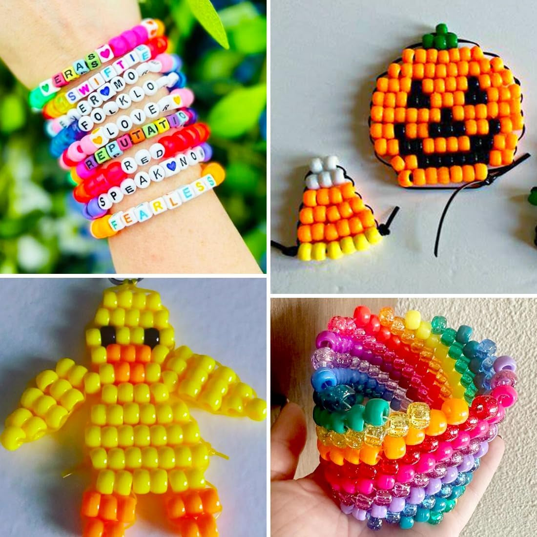 Pony Beads, 48 Colors Bracelet Making Kit, 6X9Mm Beads for Bracelets with Elastic Strings, Beads for Jewelry Making, Multi-Colored Bracelet Beads for Hair Braids, Crafts