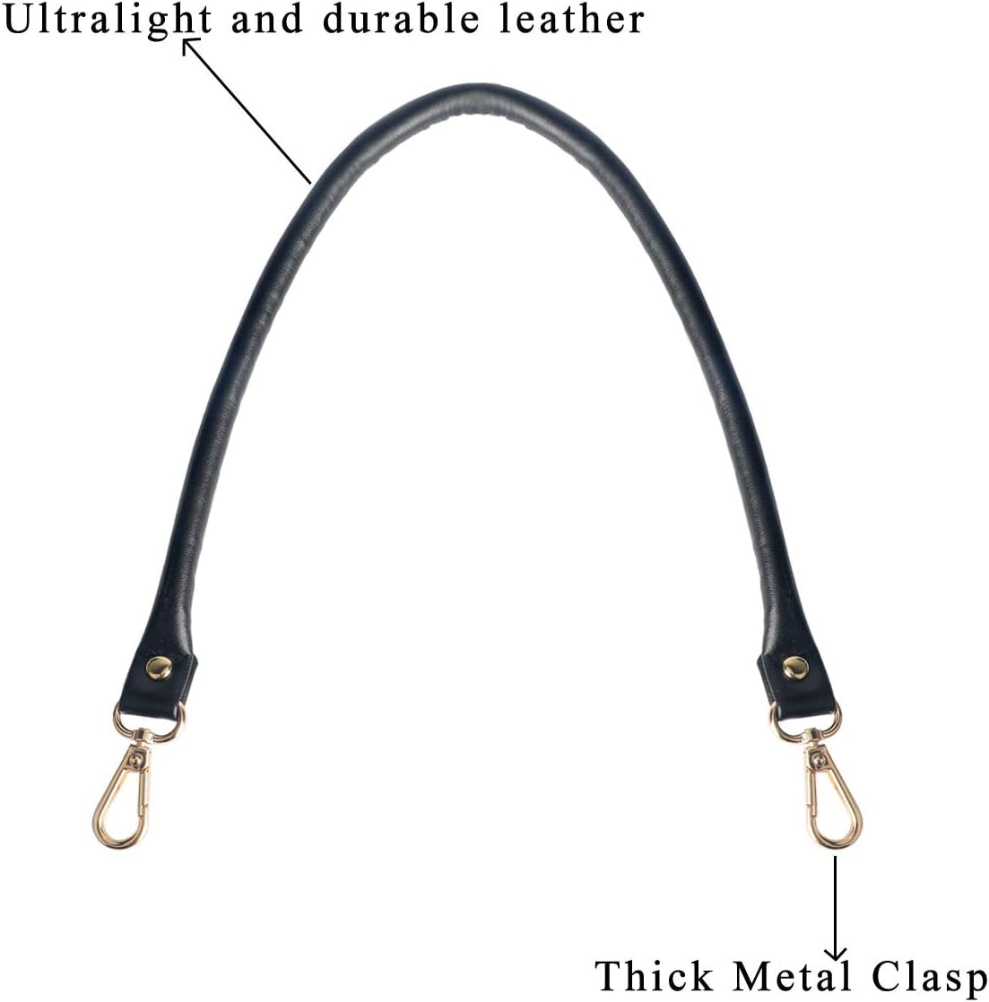 Purse Leather Handles Replacement 2 Pcs for Handbag, 23.6 Inch, Black Gold