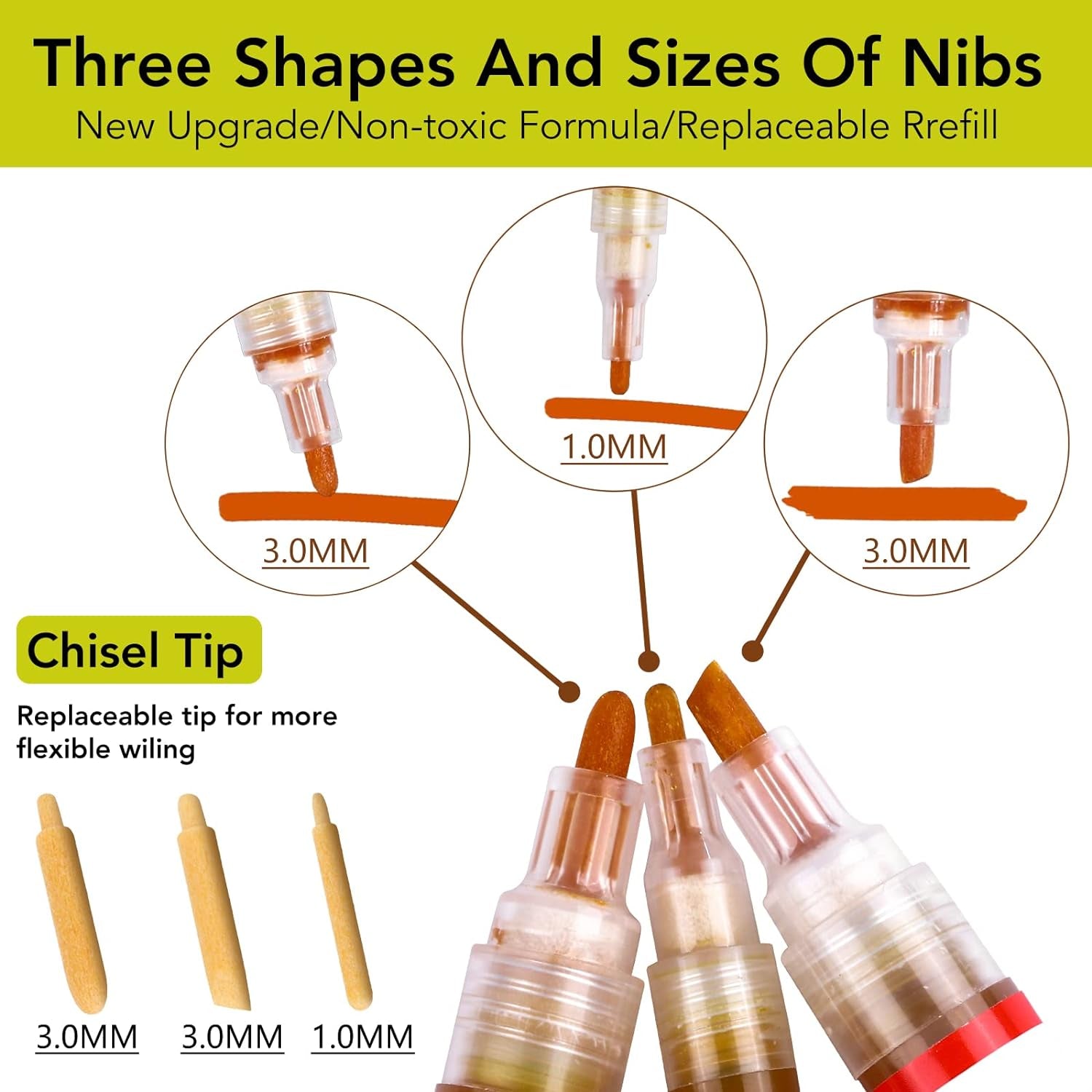 Scorch Pen Markers for Wood,Wood Burning Pen Set with 3PCS Scorch Pen Marker Equipped with 3PCS Replacement Nib for DIY Wood Painting,Suitable for Artists and Beginners in DIY Wood Projects