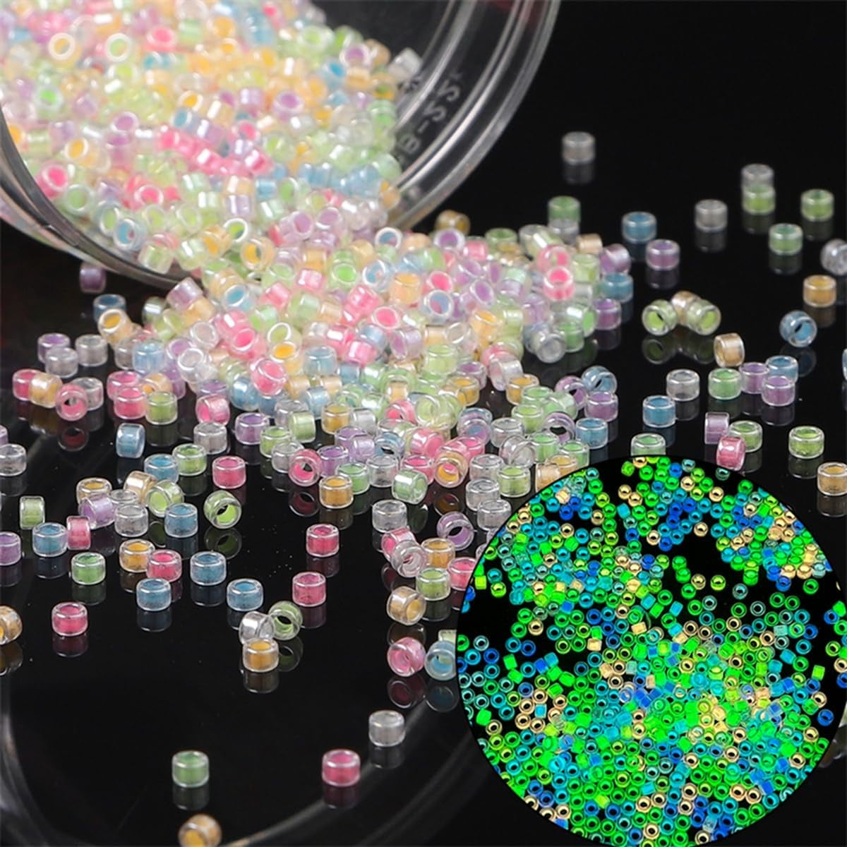 3000Pcs Uv Beads Color Changing Beads Glow Seed Beads 4Mm 6/0 Glass Beads Glow in the Dark Beads Luminous Seed Beads for Bracelets Jewelry Making DIY Crafts(4Mm, Multicolor)