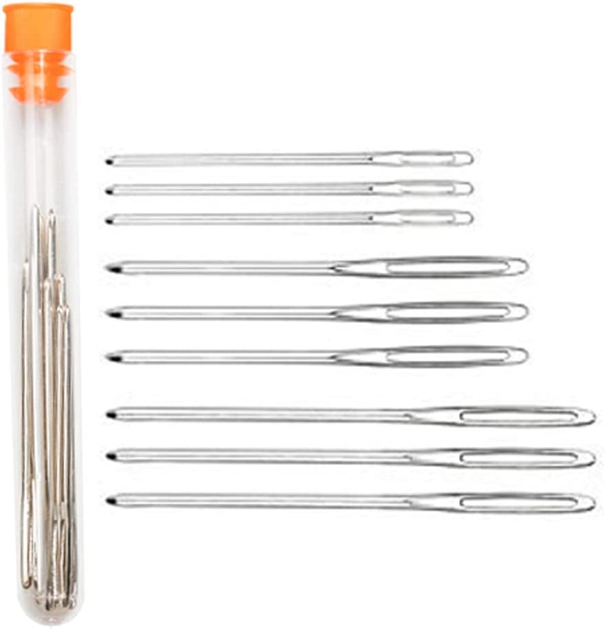 Large-Eye Blunt Needles, 12 Pieces Pro Quality Stainless Steel Yarn Knitting Needles, Sewing Needles, Crafting Knitting Weaving Stringing Needles (12 Pieces)