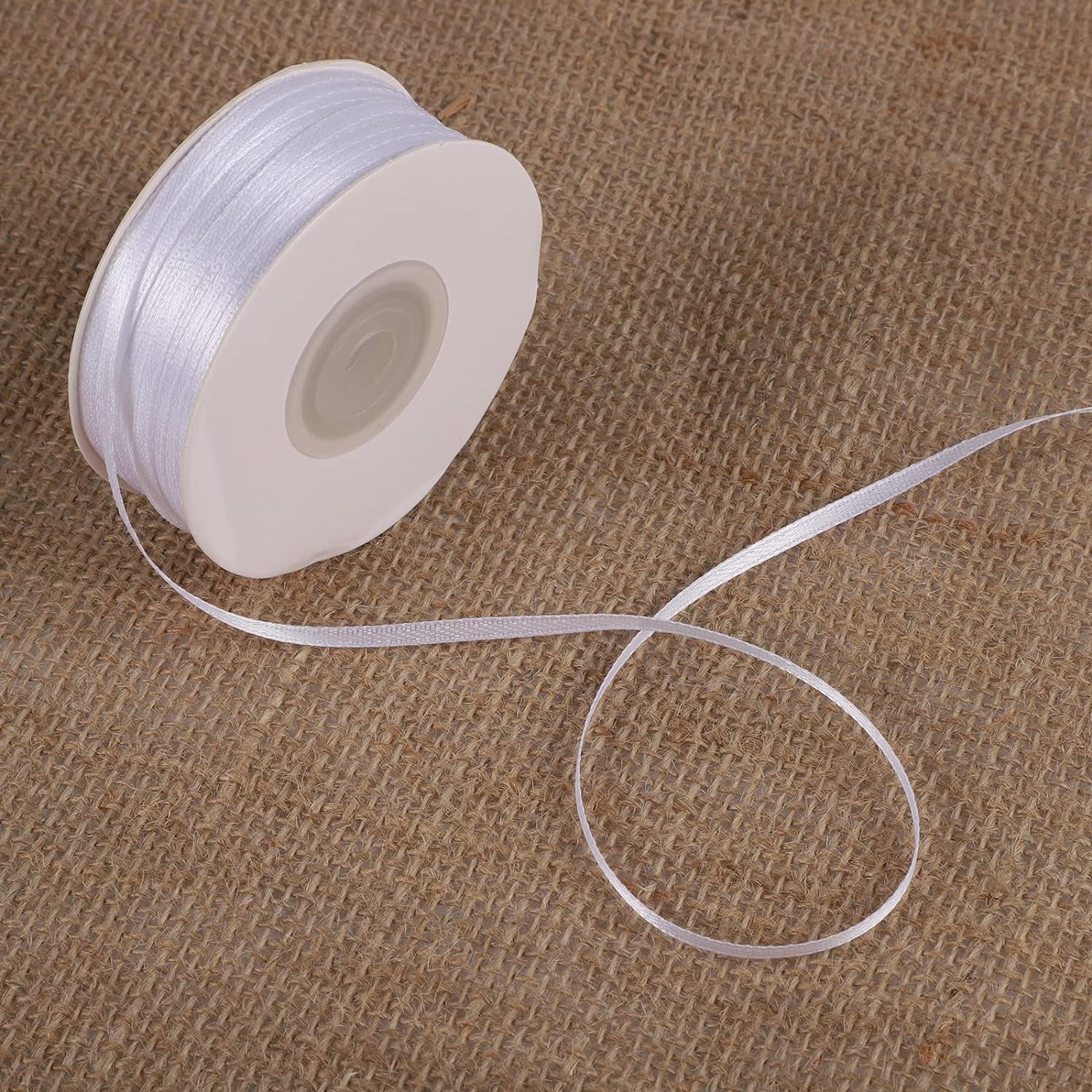 200 Yards 1/8 Inch White Satin Ribbon, Thin White Ribbon Double Faced Satin Ribbon for Gift Wrapping Wedding Party Decoration Bouquet Crafting