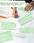 18 Pcs Geometric Drawings Templates, Drawing Stencils, Ruler Set, Circle Template for Drawing, Drafting Tools with a Storage Bag for Architecture, Studying, Office, Designing