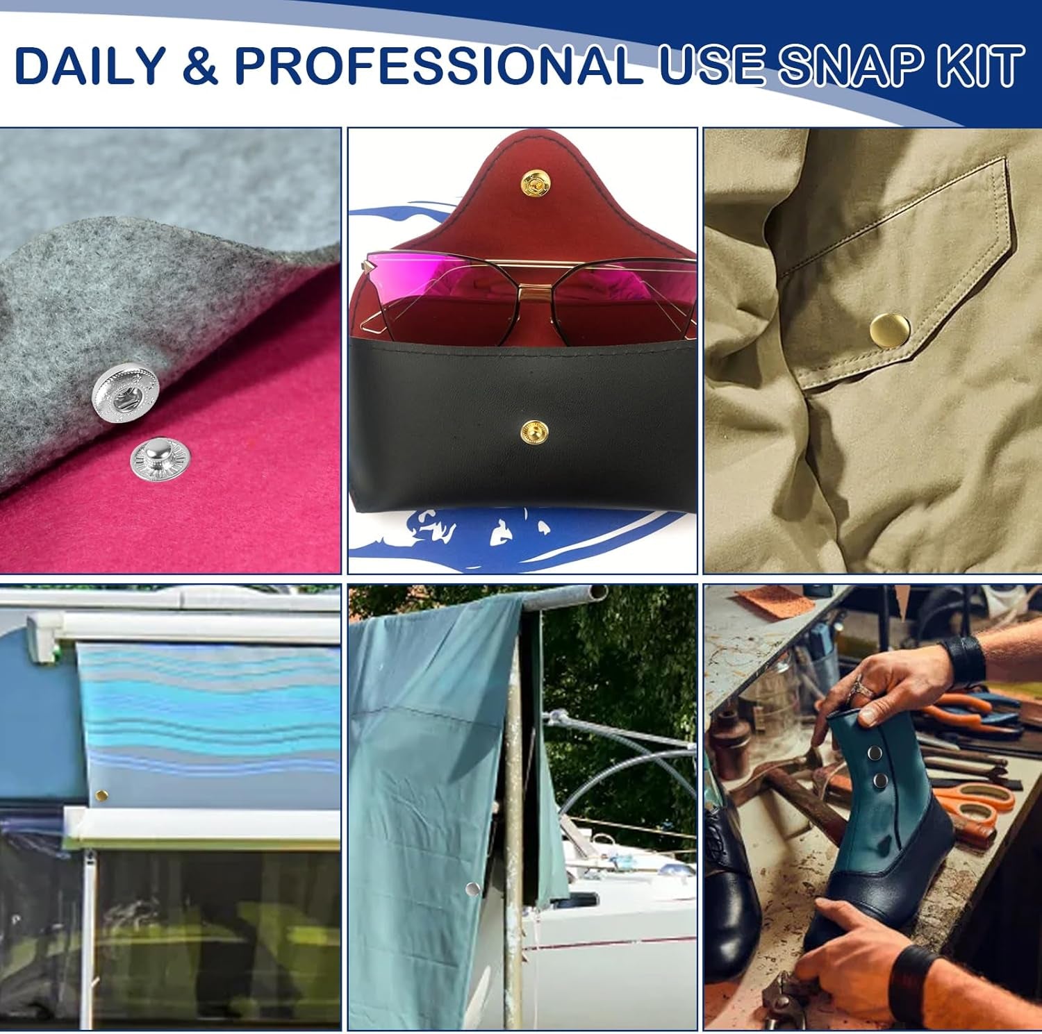 Leather Snap Fasteners Kit, , Leather Snap Buttons Press Pliers with 90 Sets Leather Snaps Buttons, 3Colors 12.5/15/17Mm Snaps for Leather, Clothes, Jackets, DIY Projects