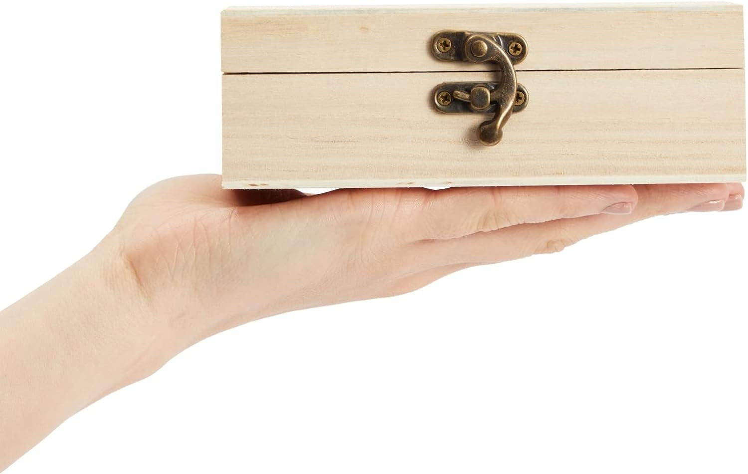 6 Pack Unfinished Wooden Boxes for Crafts with Hinged Lids and Front Clasps, 6X4X2 in for Jewelry, Crafts, Storage