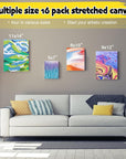 12 Pack Stretched Canvases for Painting with 11X14, 9 X12, 8X10, 5X7(3 of Each), Blank Primed Canvas for Oil, Acrylic & Others, Multi Size Set for Artist, Student and Beginners