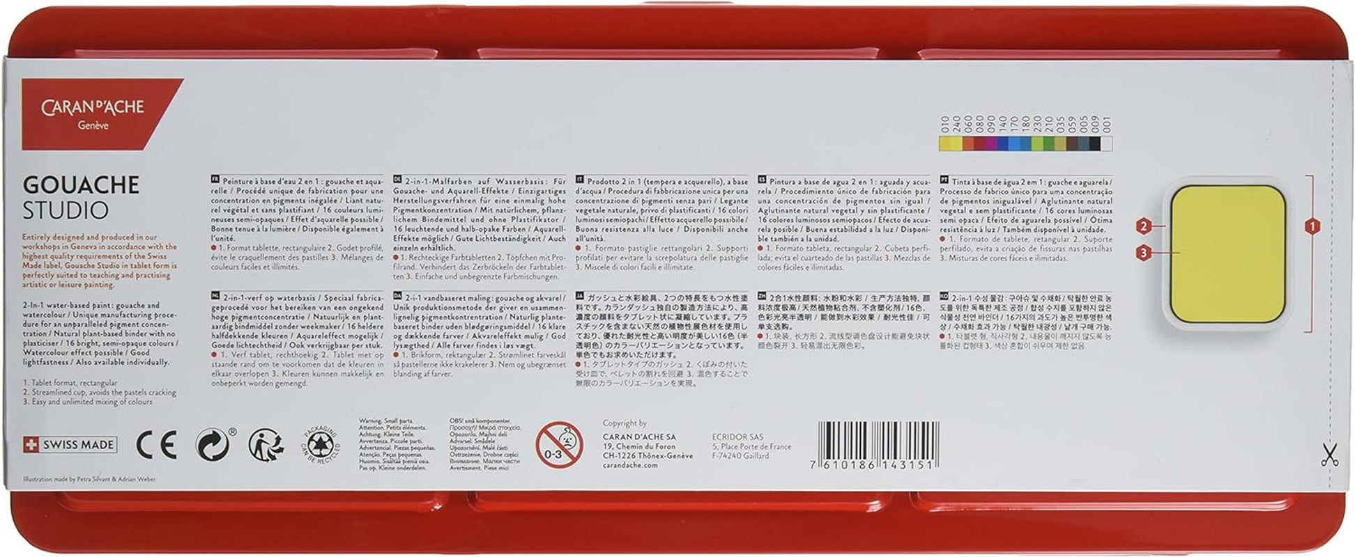 Gouache Studio 15 Assorted Colors Set in Metal Tin