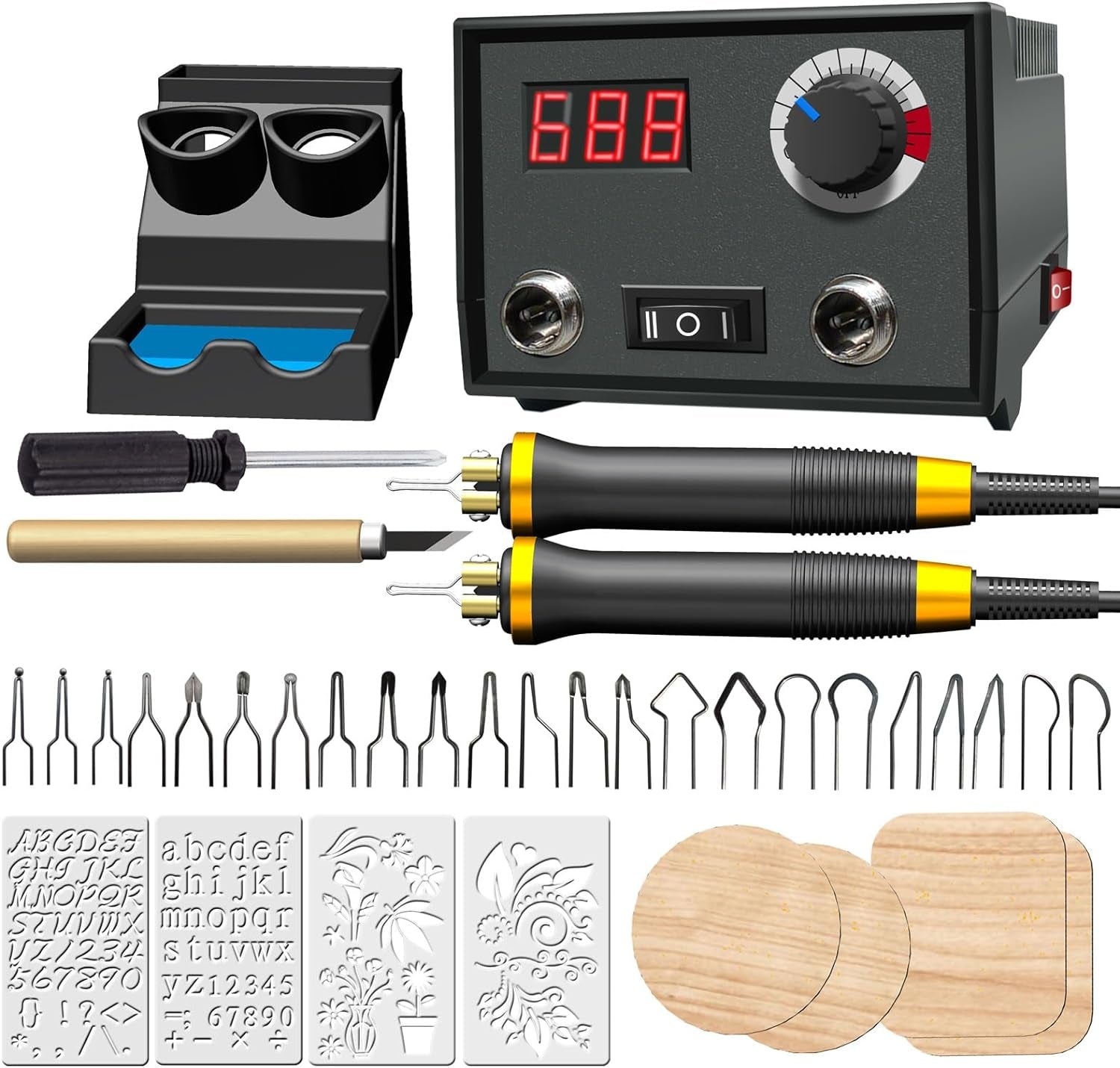 Wood Burning Tool,Wood Burning Kit Pen 25~750℃,Professional Wood Burning Kit,With Digital Thermometer Temperature Adjustable Temperature,1 Wood Burning Pens, 30 Wood Burning Pen Tips