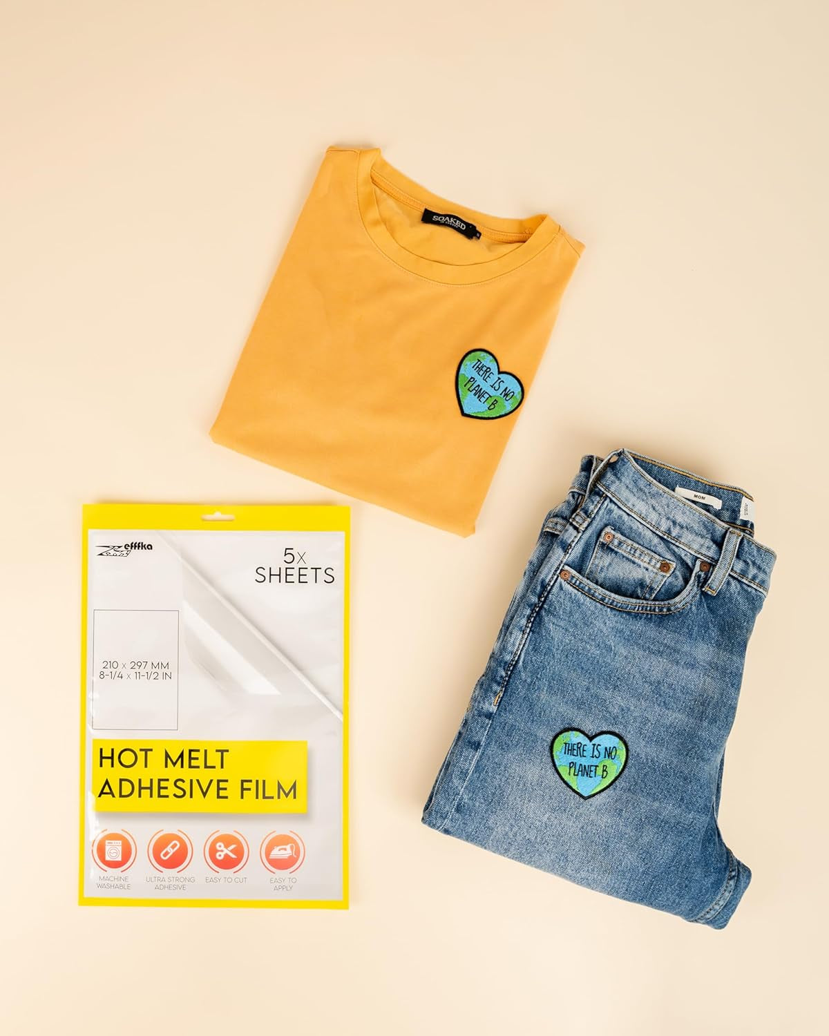 Hot Melt Adhesive Film Fabric Repair Iron-On Patch Hemming Decorating Clothing Fix Crafts Labeling Durable Washable Easy Application for Textiles Five Large Sheets for Multiple Uses