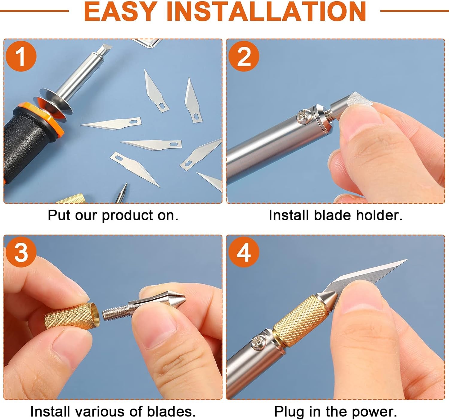 30 Pieces Electric Hot Knife Cutter Tool, 20 Pieces Blades, 3 Pieces Blade Holders, 2 Pyrography Blades, Metal Stand Hot Carving Knife for Cutting Carving Soft Thin Foam Cloth Stencil