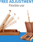 Wooden Tabletop Easel, Solid Wood Sketchbox Desktop Easel for Painting, Portable Art Drawing Easel for Beginners and Professionals