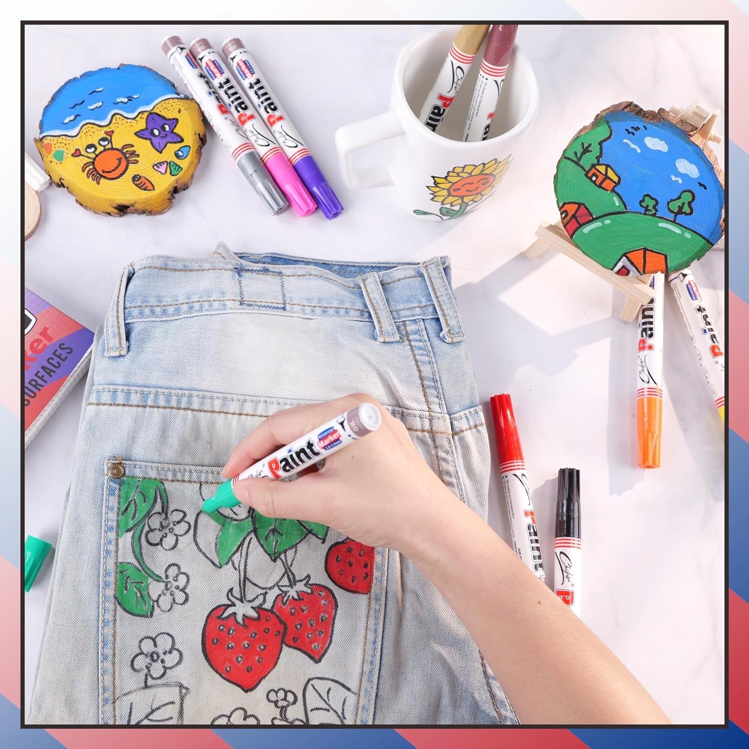 Permanent Paint Pens,Medium Tip Oil-Based Paint Pens,Never Fade Quick Dry and Waterproof Paint Marker Pen for Plastic,Metal, Wood,Glass, Rock, Fabric,Diy Craft and More(Set of 8)