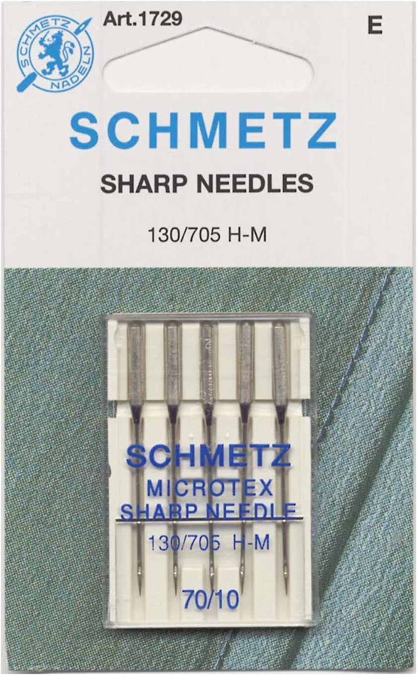 Microtex Sharp Sewing Machine Needles - Quilting & Topstitching Supplies, Size 70/10, 5-Needle Card, Pack of 5