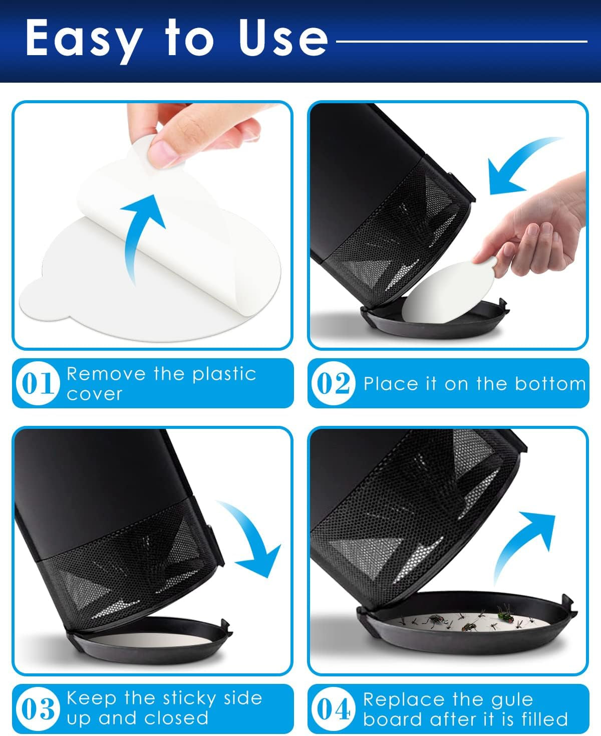 25 Pack 4.3 Inches Replacement Glue Boards, Refillable Glue Boards round Sticky Fits Most Models Indoor Outdoor Lamp, Replacement Sticky Glue Pads for Katchy, Fenun, FVOAI, MOAHUNT