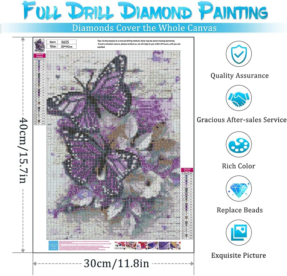 6 Pack Diamond Painting Kits - 5D Diamond Art Kits Full Drill Diamond Painting Kits for Adults Kids Beginners, DIY Butterfly Hummingbird Flowers Diamond Painting Packs Home Wall Decor 11.8X15.7Inch