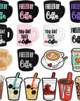 Silicone Focal Beads for Pens Coffee Cup Silicone Accessory Kit 18 Pcs Colorful round Silicone Beads for Keychain Making Bracelet Necklace Handmade Crafts (Cup 1)