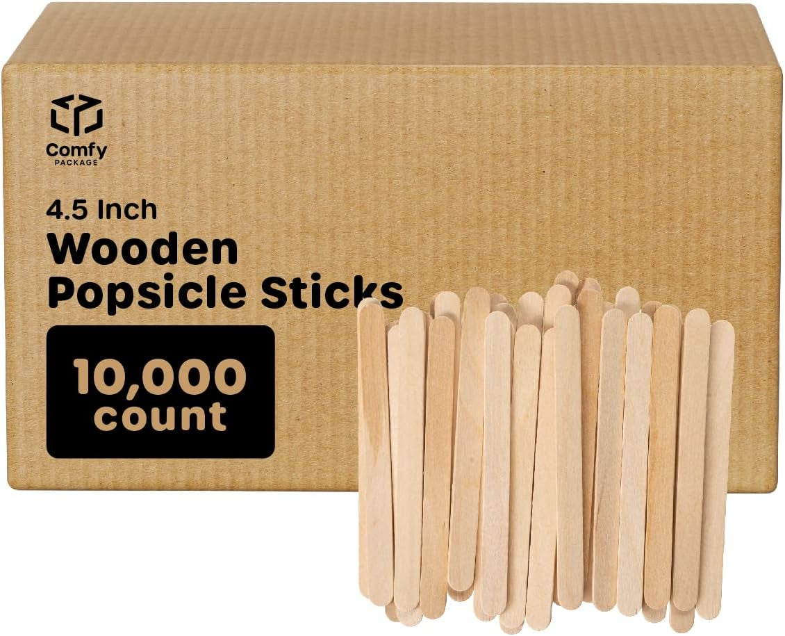 [1000 Count] 4.5 Inch Wooden Multi-Purpose Popsicle Sticks for Crafts, Ice, Ice Cream, Waxing, and Tongue Depressor Wood Sticks