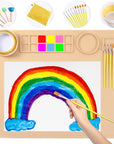 Silicone Craft Mat 20X16 Inch Large Silicone Art Mat with Detachable Cup Painting Mat with 10 Painting Brushes Silicone Drawing Mat Sheets for Kids Adult DIY Accessories (Blue)