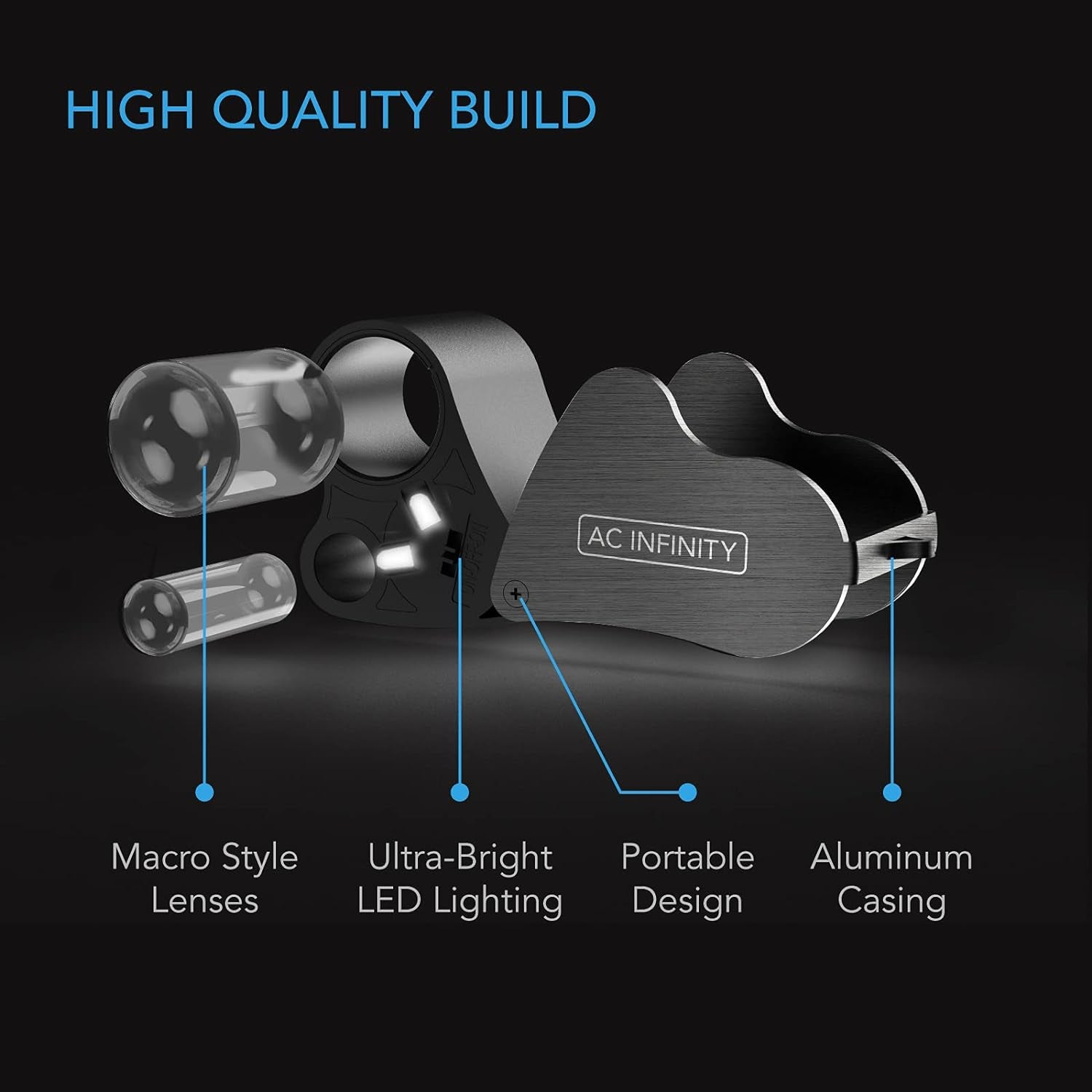 Jewelers Loupe, Pocket Magnifying Glass with LED Light & Dual Lenses, 30X 60X Zoom for Jewelry, Watches, Coins, Stamps, Plant Buds