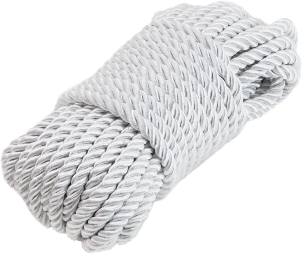 U Pick 10Yds 5Mm 3 Braided Cord Decorative Twisted Satin Polyester Twine Cord Rope String Thread Shiny Cord Choker Thread (18 White)
