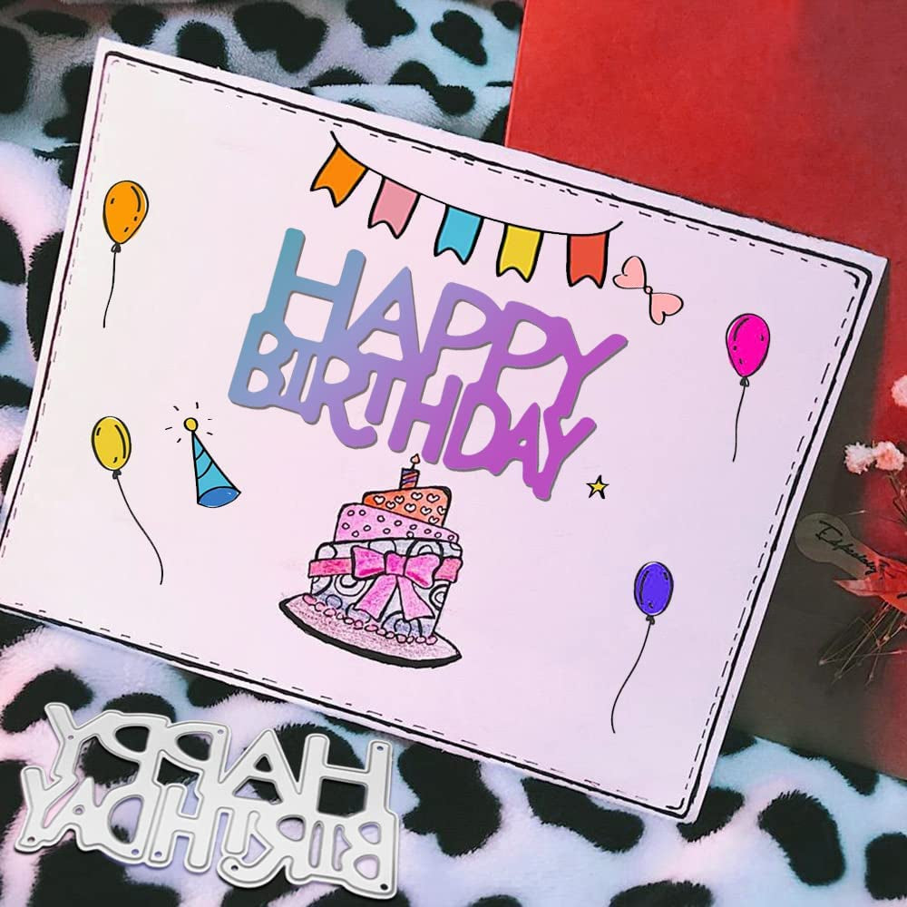 4 Set Die Cuts for Card Making,  Happy Birthday Cutting Dies Card Making Supplies DIY Die Cutters Card Making Die Stencils for Scrapbooking