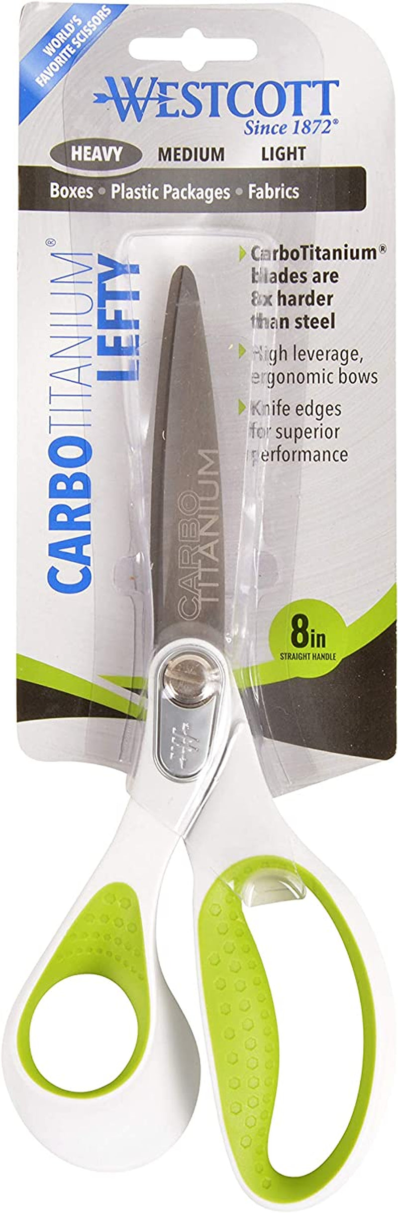 16935 8-Inch Heavy-Duty Lefty Carbo-Titanium Scissors for Office and Home, Straight (16935)