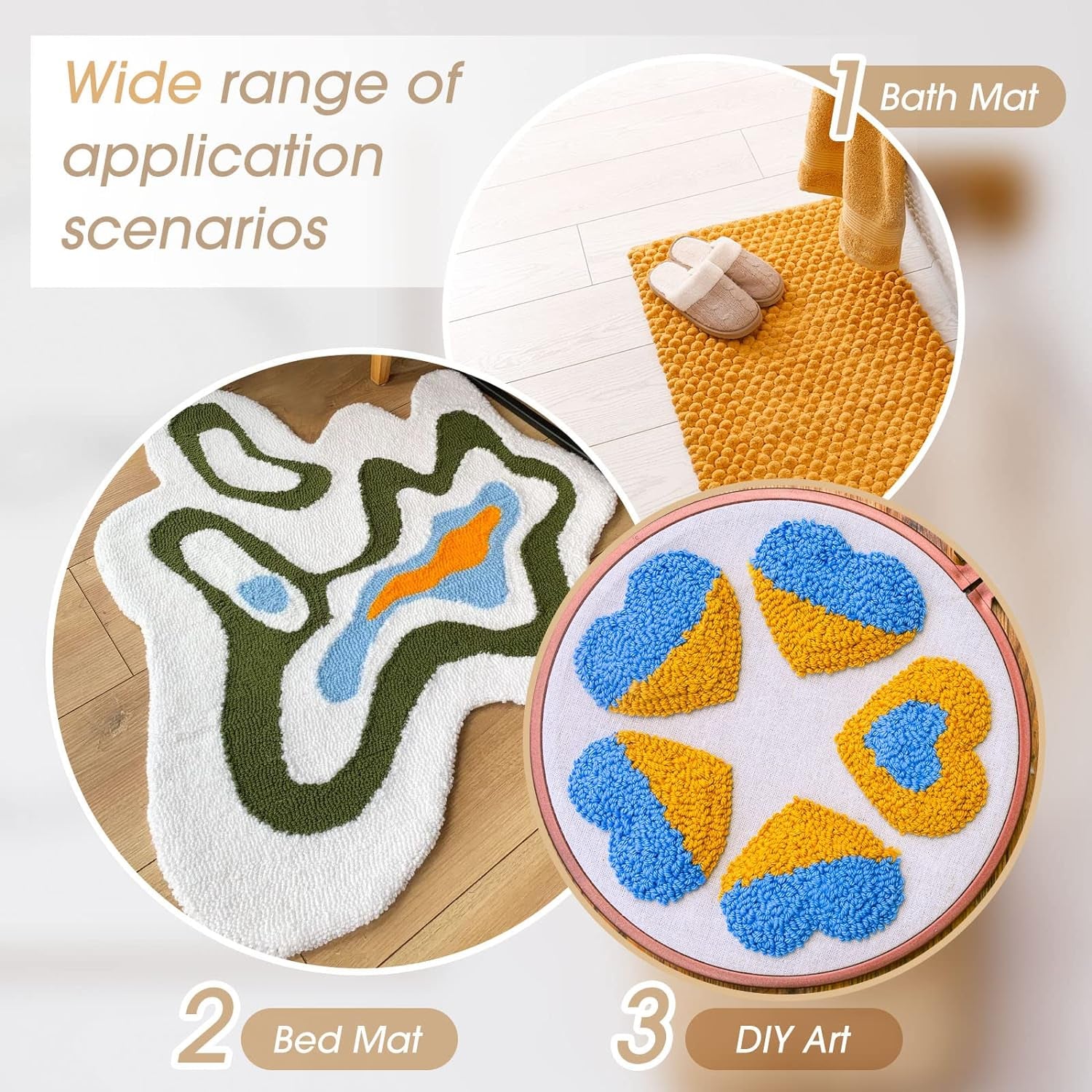 6 Pcs 79'' X 59" Large Tufting Cloth for Rugs and 71'' X 39" Non Slip Final Backing Tufting Cloth with Marked Lines Primary Tufting Cloth Rug Tufting Kit for Tufting Gun Punch Needle DIY Rug