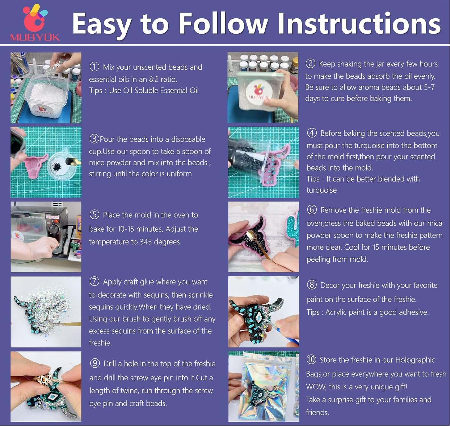 M139 57PCS Car Freshies Supplies Starter Kit, DIY Freshie Making Kit with Unscented Aroma Beads,Freshies Silicone Molds and Accessories (Make 4 Freshie)