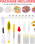 1060 Pcs String Bracelet Kit, Friendship Bracelets String Making Kit Including 110 Colors Embroidery Floss, 900 Beads and 50 Cross-Stitch Tool, String Kit for Friendship Bracelet Making