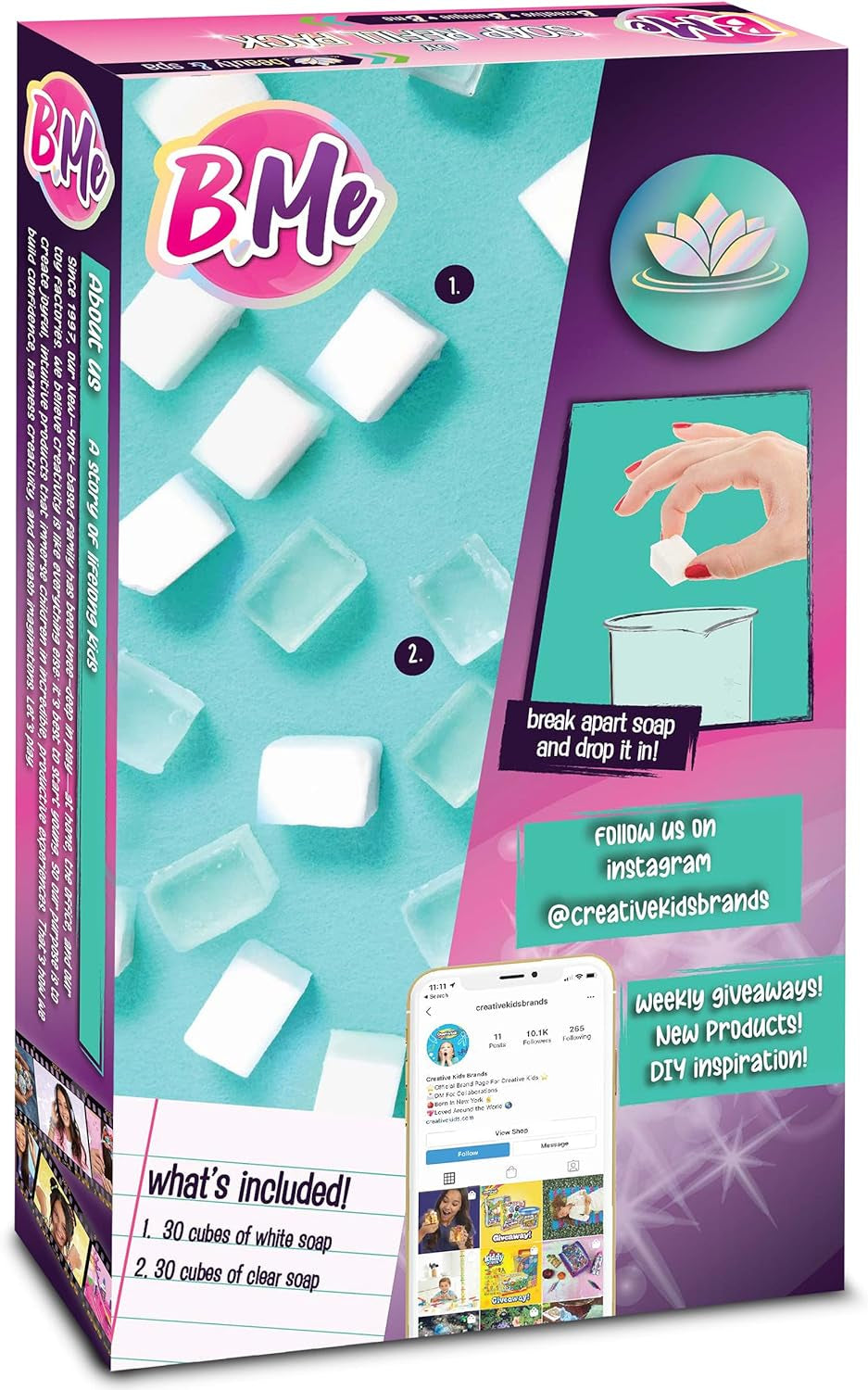 DIY Soap Making Kit Refill Pack - 60 Soap Cubes for the Super Soap Studio Kit- 30 Clear and 30 White Soap Cubes Included- Make Your Own Soap for Boys Girls- Fun Education Activity for Kids 6+