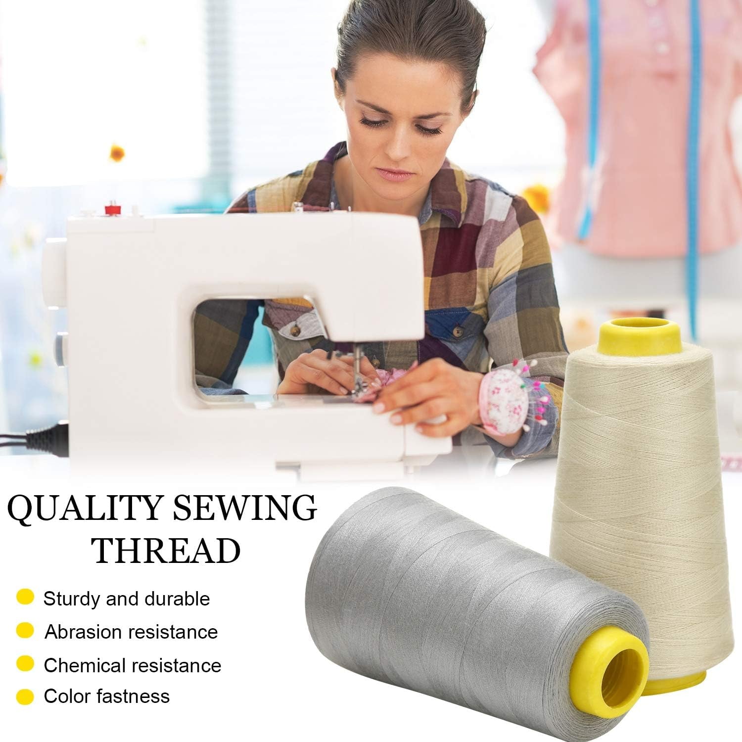 6 Rolls 3000 Yard Each Serger Thread Cones Spool Thread for Sewing Sewing Machine Thread Polyester Thread for Serger Overlock Quilting Sewing Machine